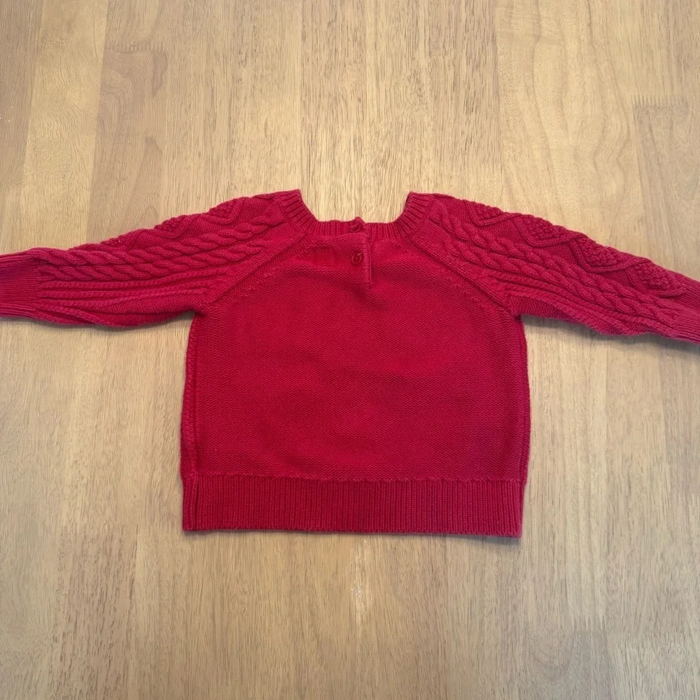 GAP baby 12-18M Red Crew Neck Cable Knit Sweater